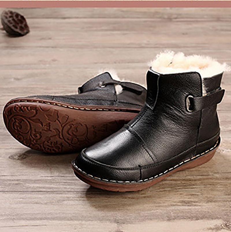 Winter Wool Flat Heel Women Soft  Boots