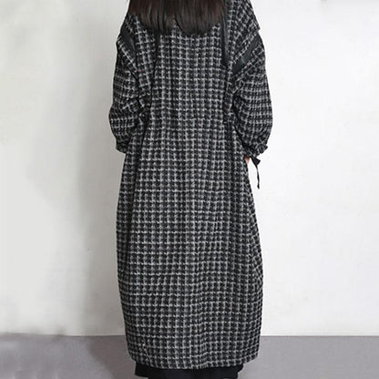 Winter Women Loose Single Breasted Long Woolen Coat