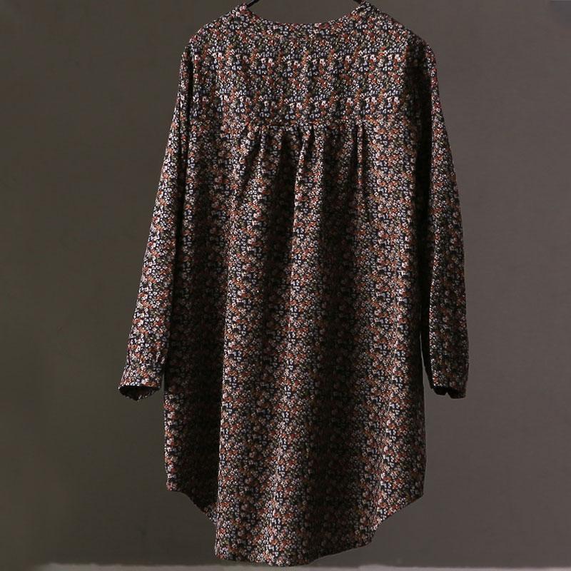 Spring Autumn Women Long Sleeve Floral Printed Shirt
