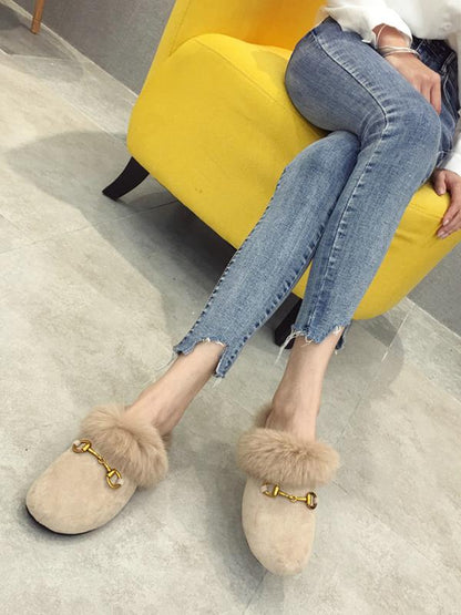 Fashion Artificial Fur Slippers Type Half Drag