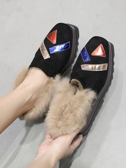 Thick-Soled High-Heeled Wedge With Fur Fringe Shoes