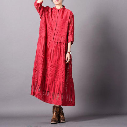 Elegant Jacquard Lace Midi Dress