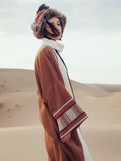 Original Flared Embroidered Woolen Outwear