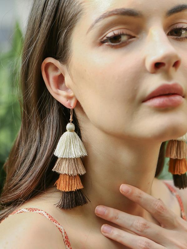 Pinecone Colorful Tasseled Bohemia Earrings
