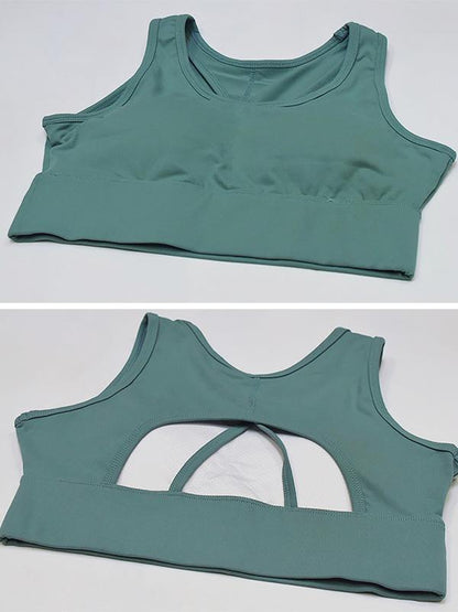 Solid Back Cross Breathable Sports Bra