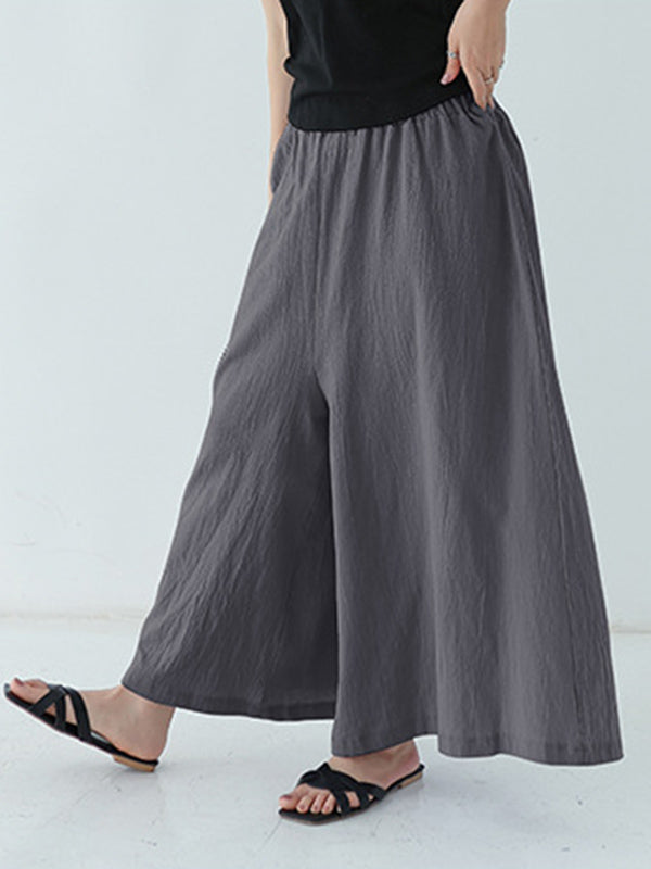 Casual 11 Colors  Solid Column Wide Leg Capri-Pants