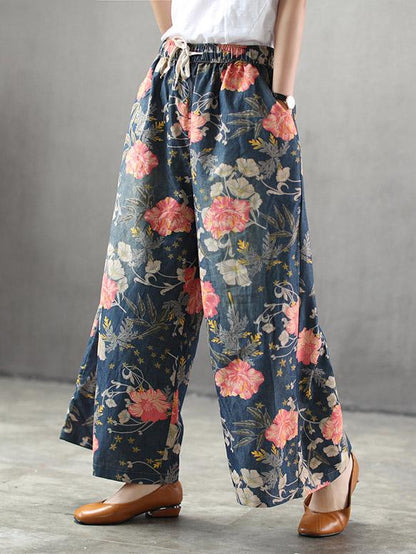 Elastic Waist Design Oversize Printed Harem Jean Pants