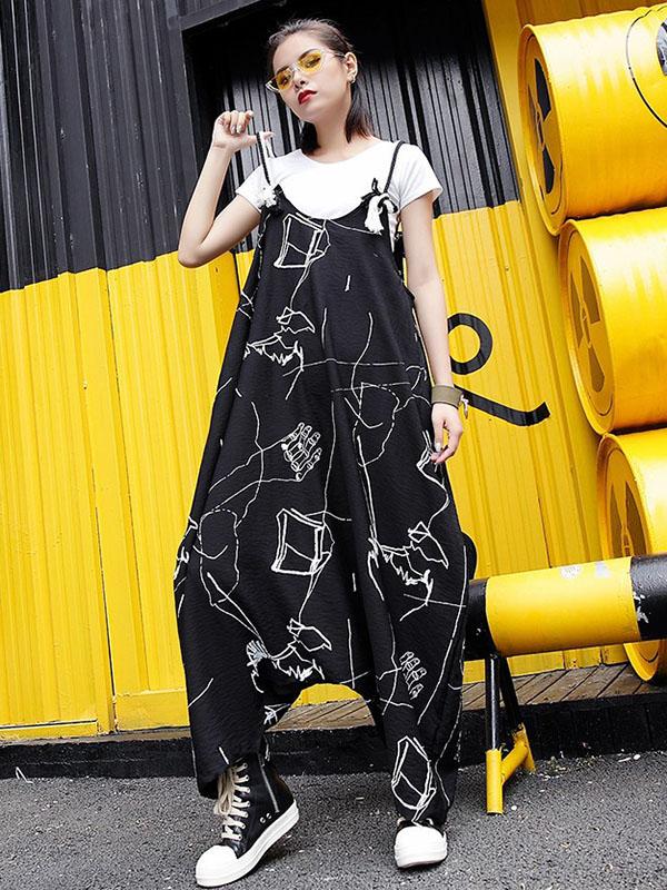 Vintage Loose Hong Kong Style Straight Leg Harem Pants