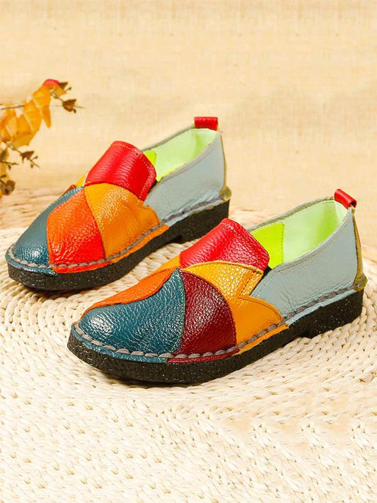 Multicolor Split-joint Slip-on Shoes