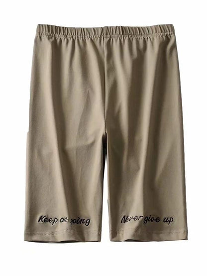 Solid Letter Printed Quick-dry Sports Shorts
