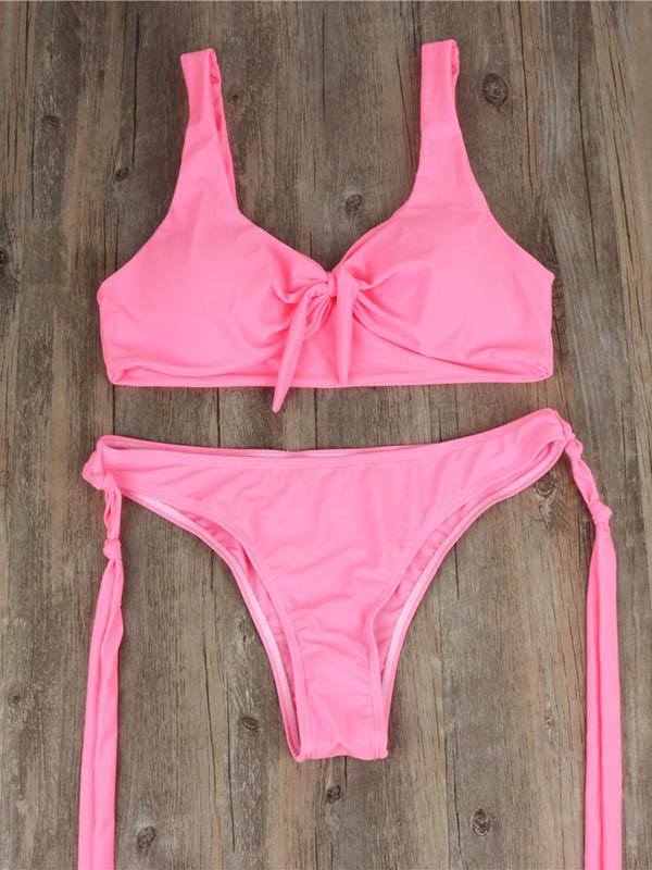 Sexy Knotted Long Rope Split Type Bikini Swimsuit