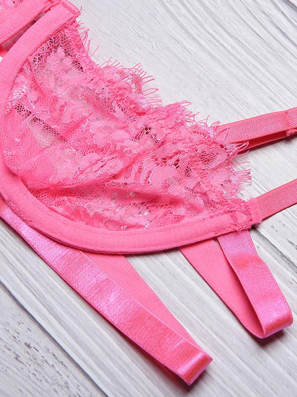 Eyelash Lace Underwired Split Sexy Lingerie