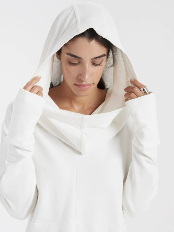 Simple Loose Solid Color High-Low Long Sleeves Hoodies