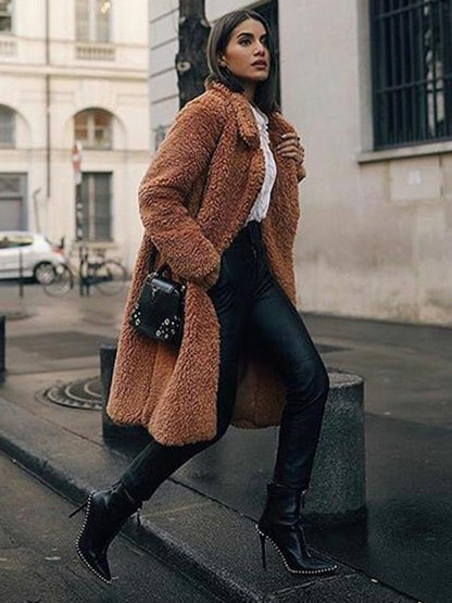 Lamb Wool Winter Long Sleeve Coat Tops