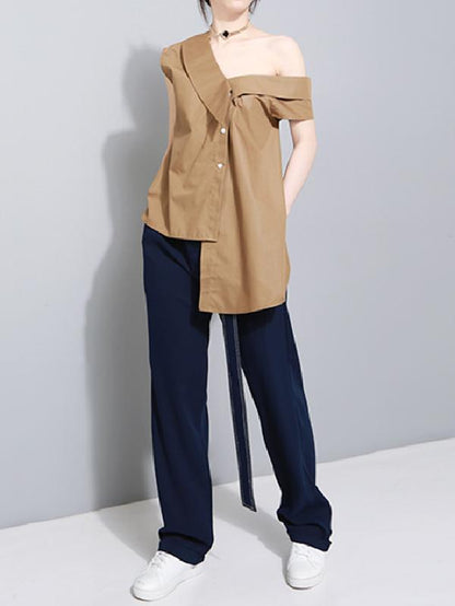 Bow-embellished Bandage Asymmetric Blouse