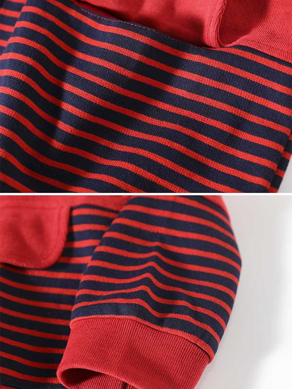Casual Striped Buttoned V-Neck Batwing Sleeve Outerwear