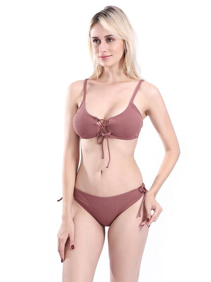 Strap Solid Bikinis Swimwear