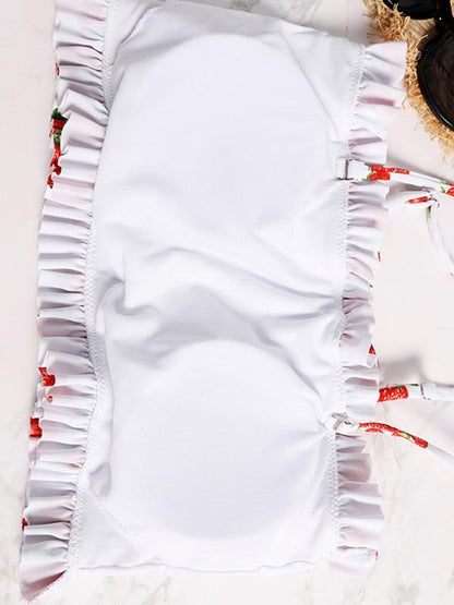 Smocked Spaghetti Strap Bikini Set