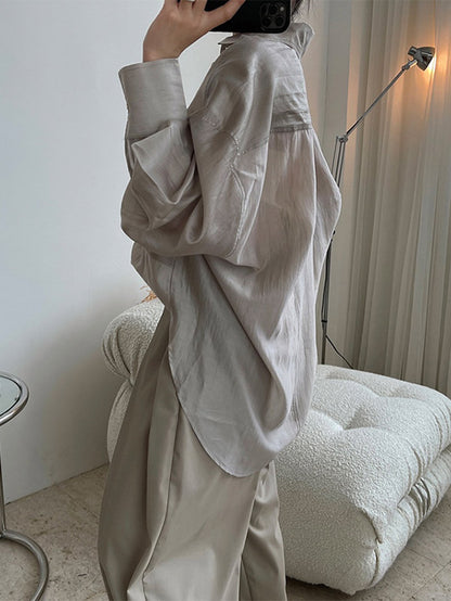 Casual See-Through Sun Protection Lapel Long Sleeves Blouses