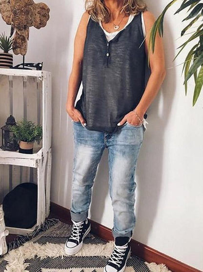 Casual V-neck Sleeveless T-Shirt