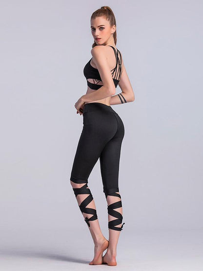Sports Cross Tied Crop Leggings