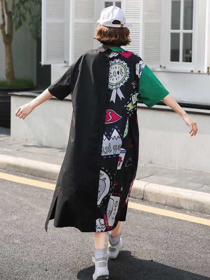 Oversize Printed Split-joint Dress