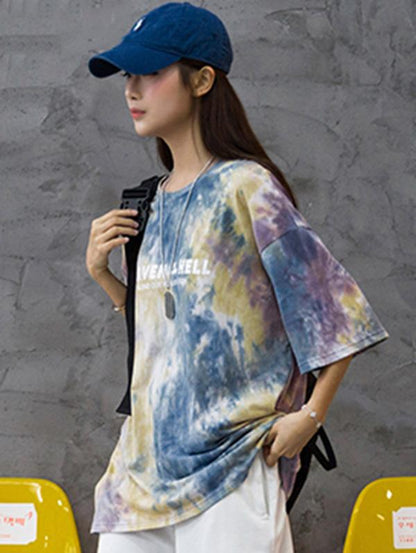 Casual Tie-Dyed Printed T-shirt