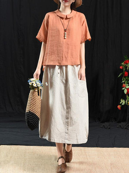 Vintage Casual Linen Skirt