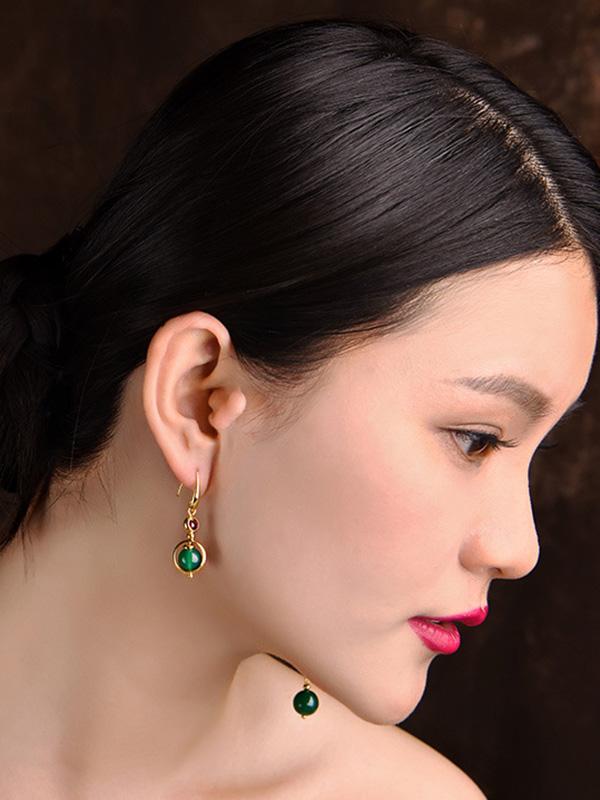 Original Vintage Asymmetric Agate Eardrop