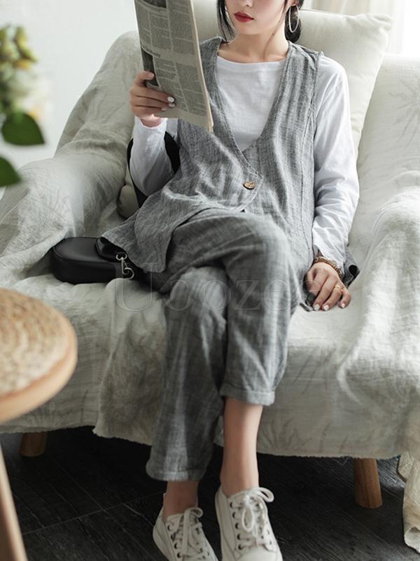 Original Retro Linen Vest&Harem Pants Suits