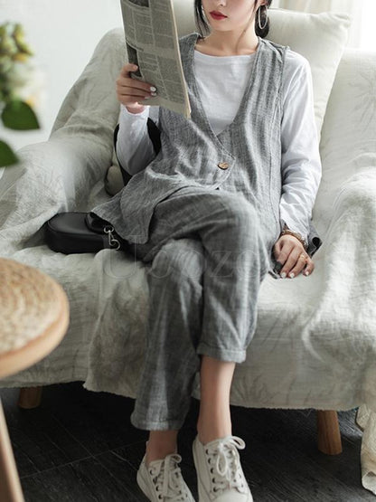 Original Retro Linen Vest&Harem Pants Suits