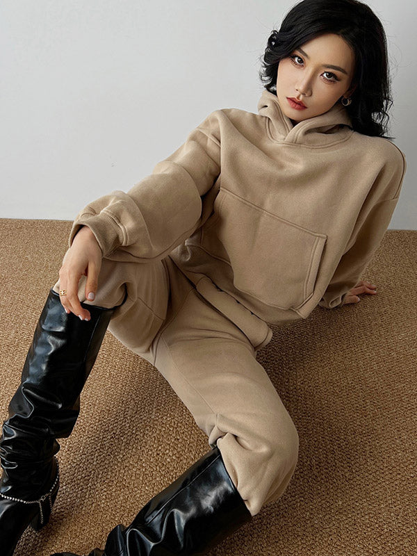 Casual Solid Color Loose Hoodies