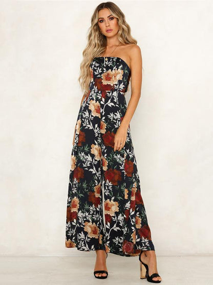 Off Shoulder Floral Printed Bohemia Jumpsuits