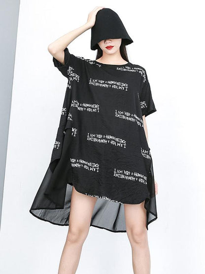 Loose Irregular Printed Long T-shirt Dress