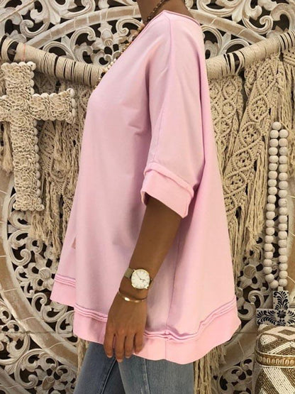 Off-The-Shoulder Seven-Quarter Sleeve T-Shirt