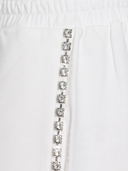 Simple Wide Leg Diamond Encrusted Pants
