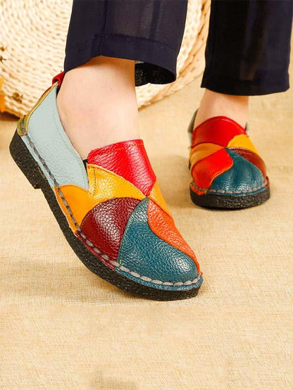 Multicolor Split-joint Slip-on Shoes