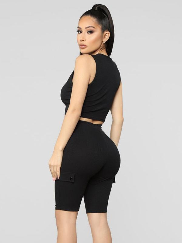 Solid Tanks &Short Leggings Yoga Suits