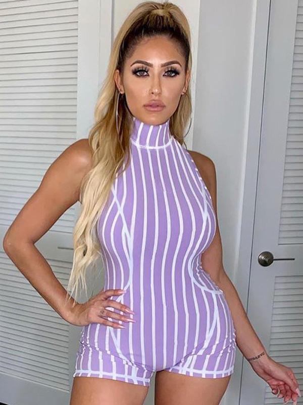 Lift-hip Striped Empire Rompers