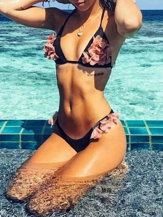 Sweet Flower Decoration Bohemia Bikinis Swimwear
