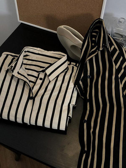 Vintage Stripes Loose Fashion Blouse Top
