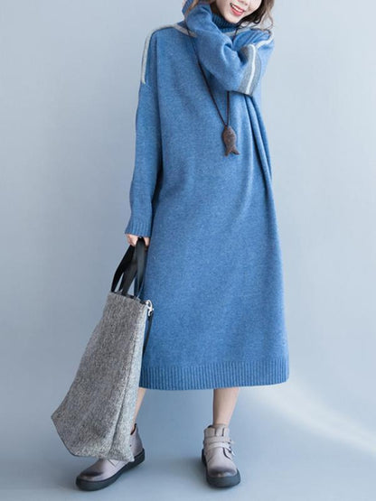 Casual Long Dress in Dark Blue or Light Blue Color