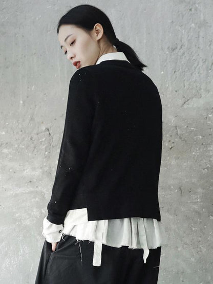 Cropped False-two Sweater Tops