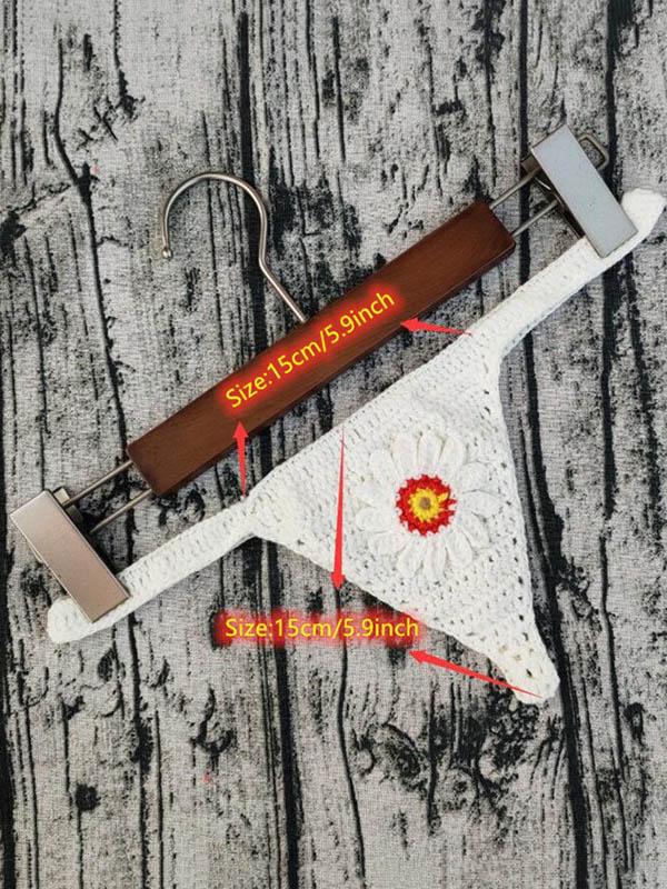 Crochet Floral Split Bikini Swimsuit