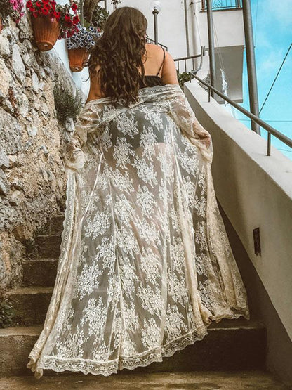 Pretty Long Lace Maxi Beach Dress Cover-up