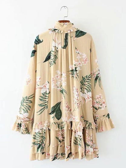 Loose Retro Printed Mini Dress