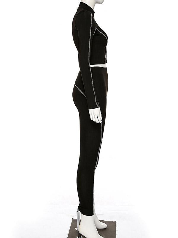 Fashion Zipper Striped Yoga Suits