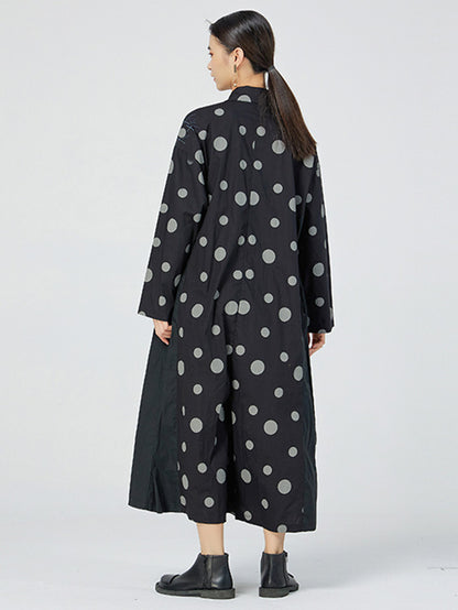 Casual Loose Long Sleeve Polka-Dot Jumpsuits Bottoms