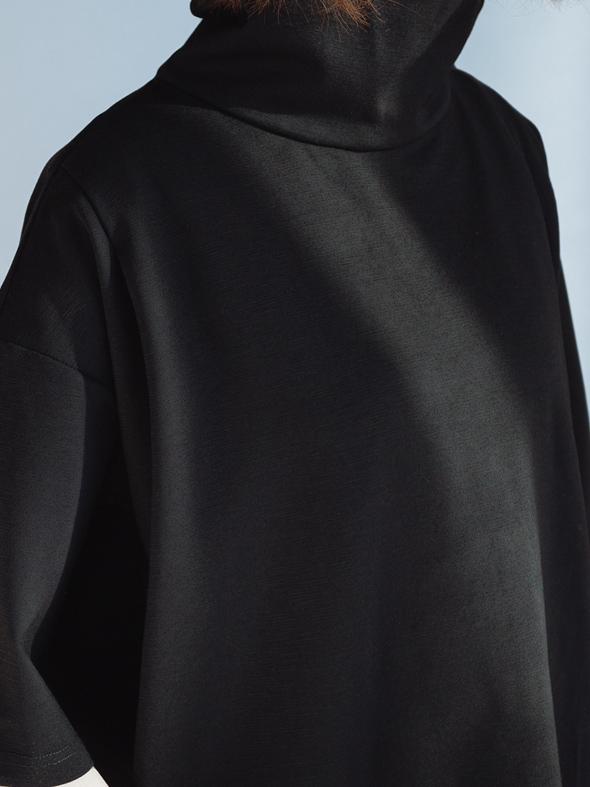 Solid Loose High-neck Half Sleeves Dress