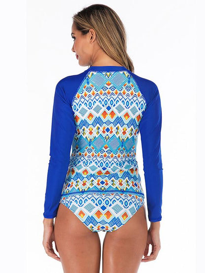 Tropical Printed Zipper Two Pieces Wetsuit
